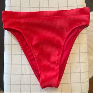 Hollister Red Bikini Bottoms High Cut Cheeky